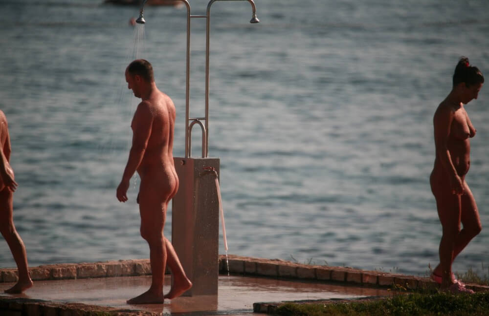 Naturist Shower at Dusk pics - Overcoming insecurities is one of the goals of practicing nudism and naturism